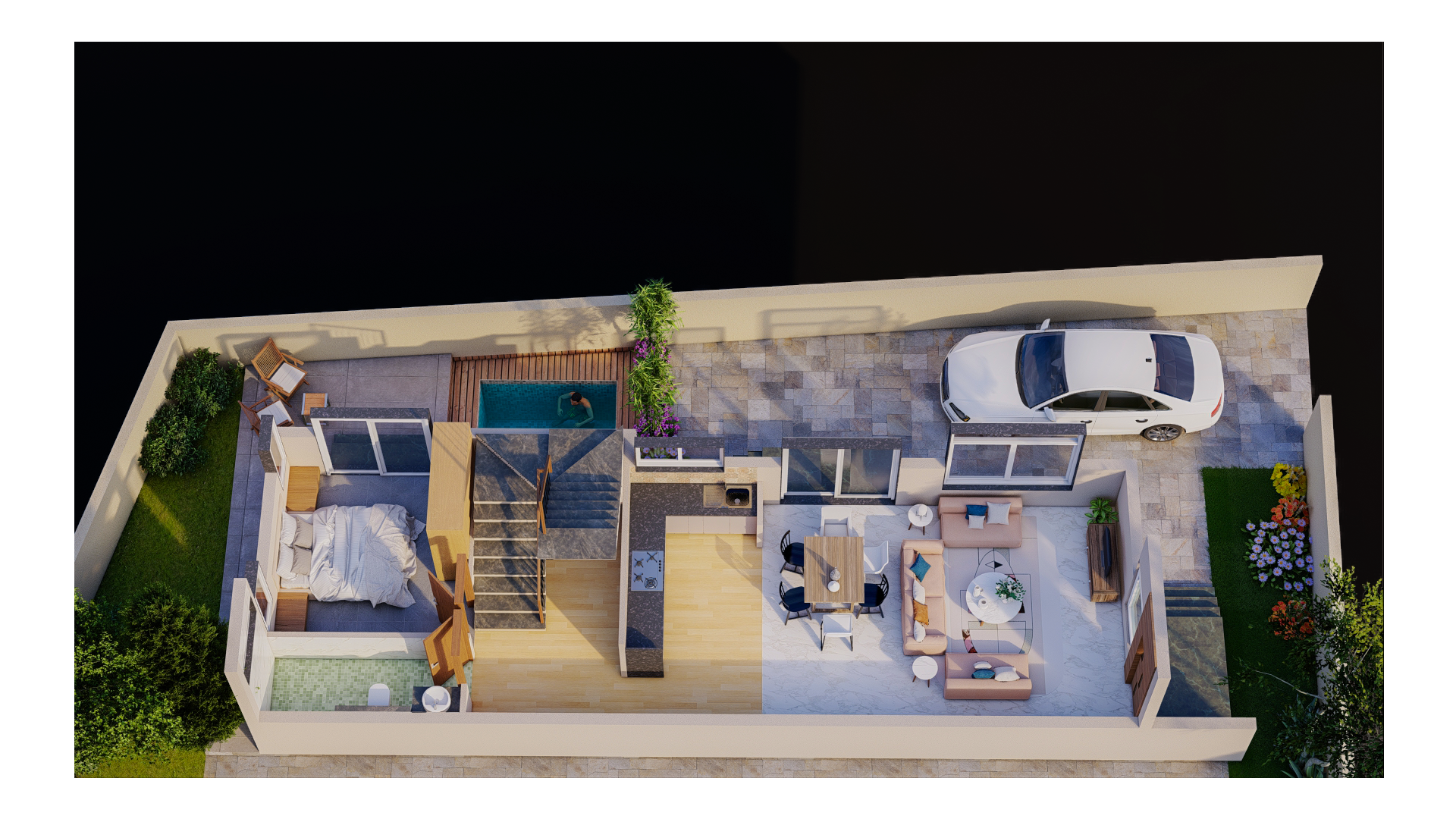 PB2 VILLA CUT SECTIONAL GROUND FLOOR VIEW